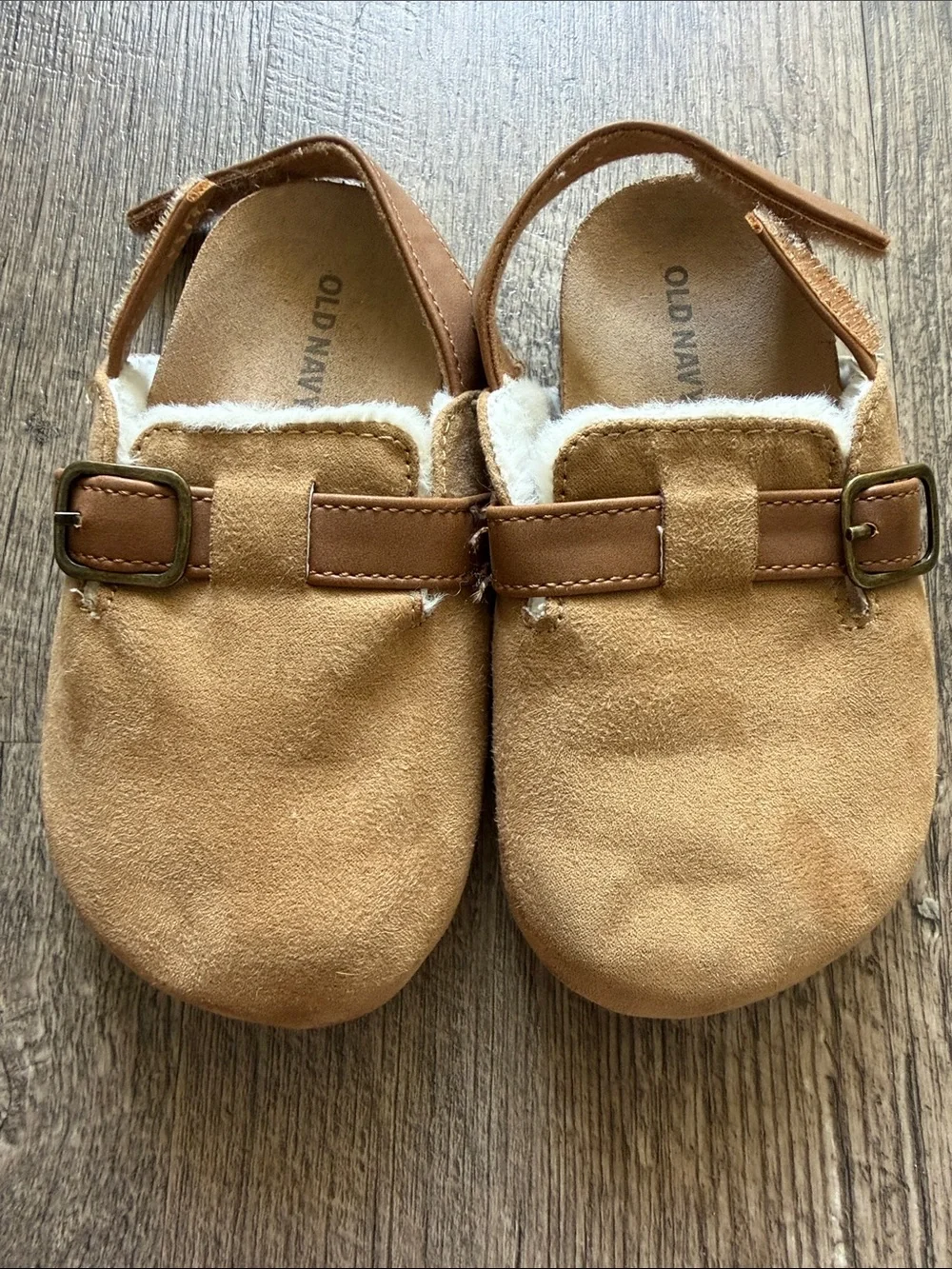 Old Navy Toddler Brown Faux-Suede Moccasins with Buckle Strap
